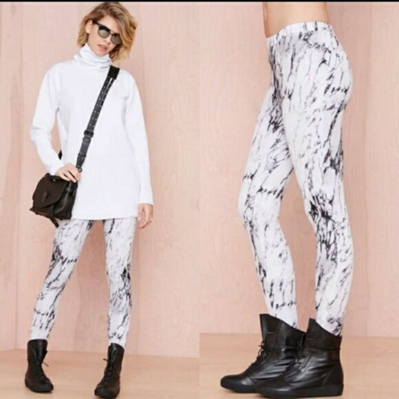 NASTY GAL | Marble High Waisted Scuba Leggings Sz S - Picture 1 of 5